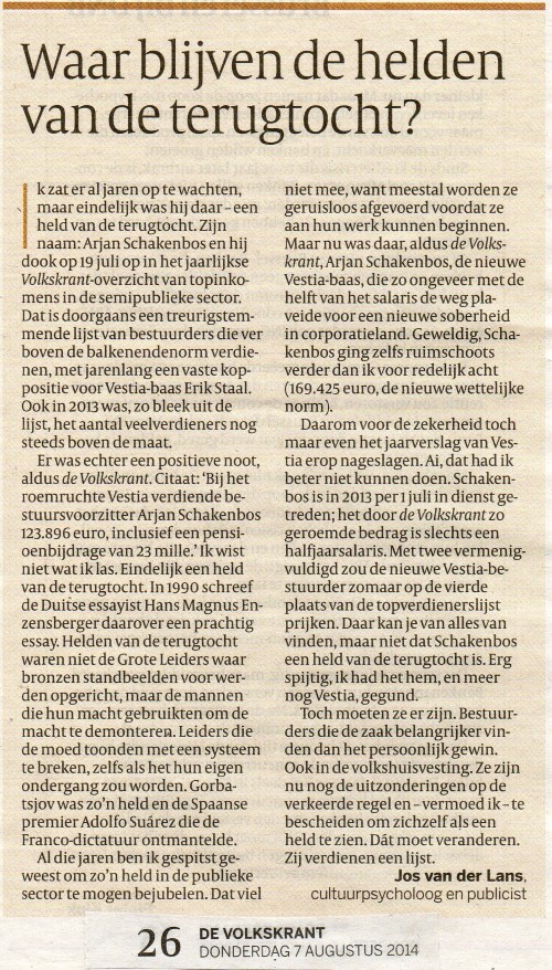 Volkskrant opinie Jos van der Lans